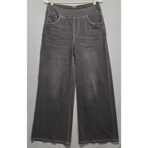 Halara Flex High Waist Baggy Wide Leg Black Pull On Comfy Casual Stretch Jeans M